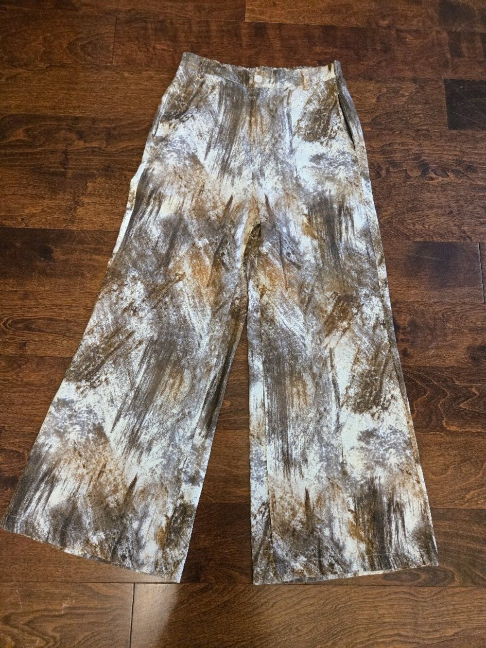 Le Ragazze Linen Blend Wide Leg Pants Size Medium